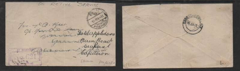 S Africa OAS, EGYPT 18 POSTAGE PREPAID 19 MA 41> GABERONES VILLAGE, E.A. FORCES CENSOR