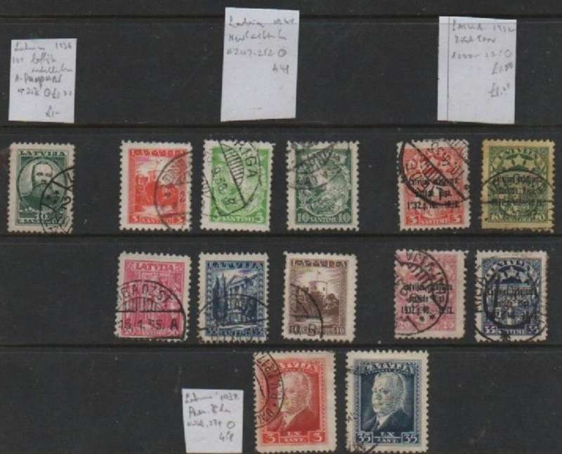 Latvia 1930s, 13 stamps used