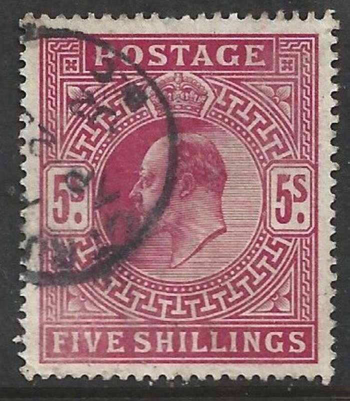 Great Britain, EVIIR, 1902, 5/ deep bright carmine, used