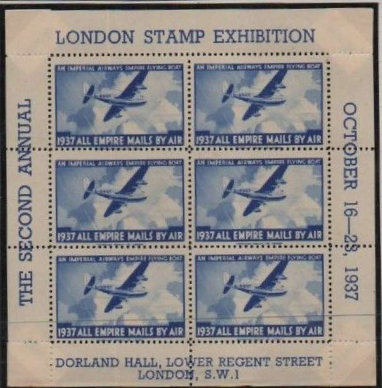 1937 London Stamp Exhibition, promotional / souvenir labels,ALL EMPIRE MAILS BY AIR MNH **