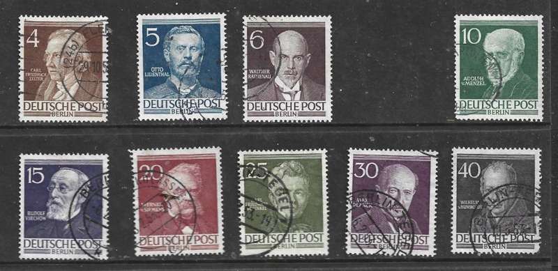 Germany Berlin 1952, set excluding 8pf, used