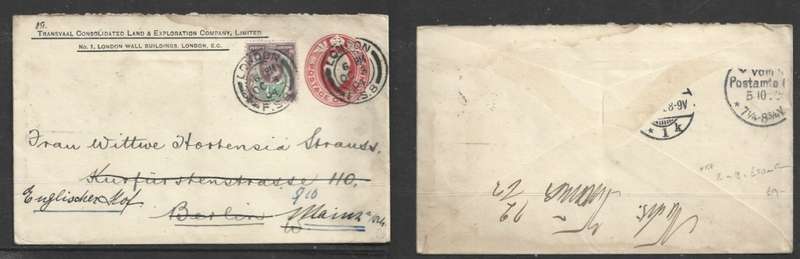 Great Britain, EVIIR, 1d + 1 1/2d stamp, LONDON OC 3 O4 c.d.s. > Germany, re-directed