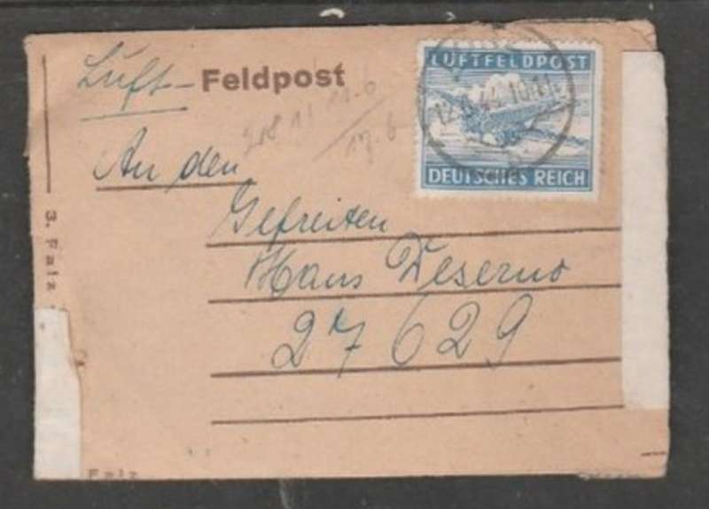 Germany Feldpost , Luftfeldpost adhesive, used PORZ 12.6.44 c.d.s.