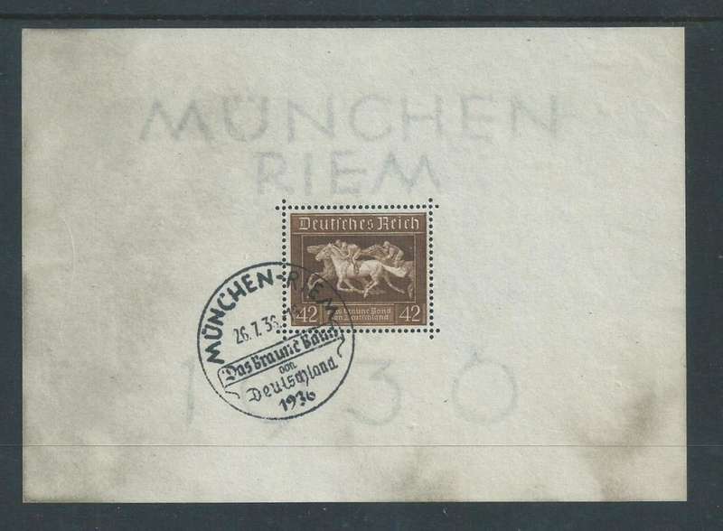 Germany, Munchen Riem, horse races, 1936, 42pf brown, sheetlet used, 26.7 36