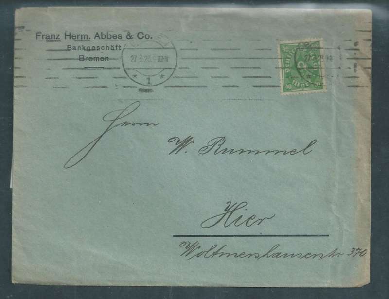 Germany, inflation, 40Mk, BREMEN 27.3.23 ,domestic