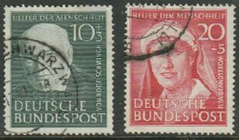 Germany, 1951, Humanitarian Relief Fund, 10+3pf, 20+5pf, used