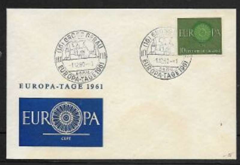 Germany EUROPA 1961, 10pf on FDC, GROSSGERAU EUROPA TAG 1.12.60 special c.d.s unaddressed