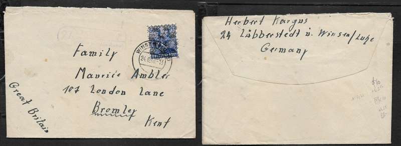 Germany, American British Zone, 50pf netz on cover WINSEN LUHE 24.6.48 c.d.s. > England