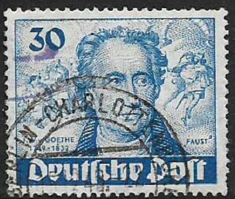 Germany, Berlin, 1949,40 pf blue, Goethe, c.d.s. used
