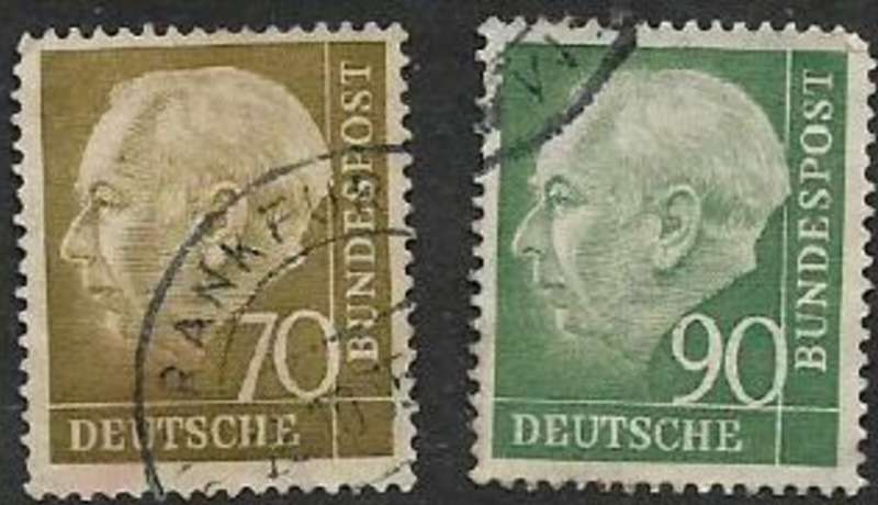 Germany Federal Republic, 1954, Dr Hues, definitives , 70pf, 90 pf, used