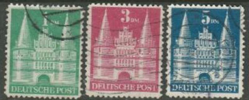 Germany, American-British Zone, 1948, 1Mk, 3Mk, 5Mk, used