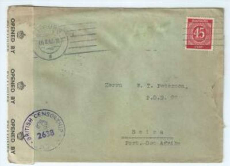 Germany, HAMBURG 06.08.47,British Censor > BEIRA, 4TH SECTOR transit