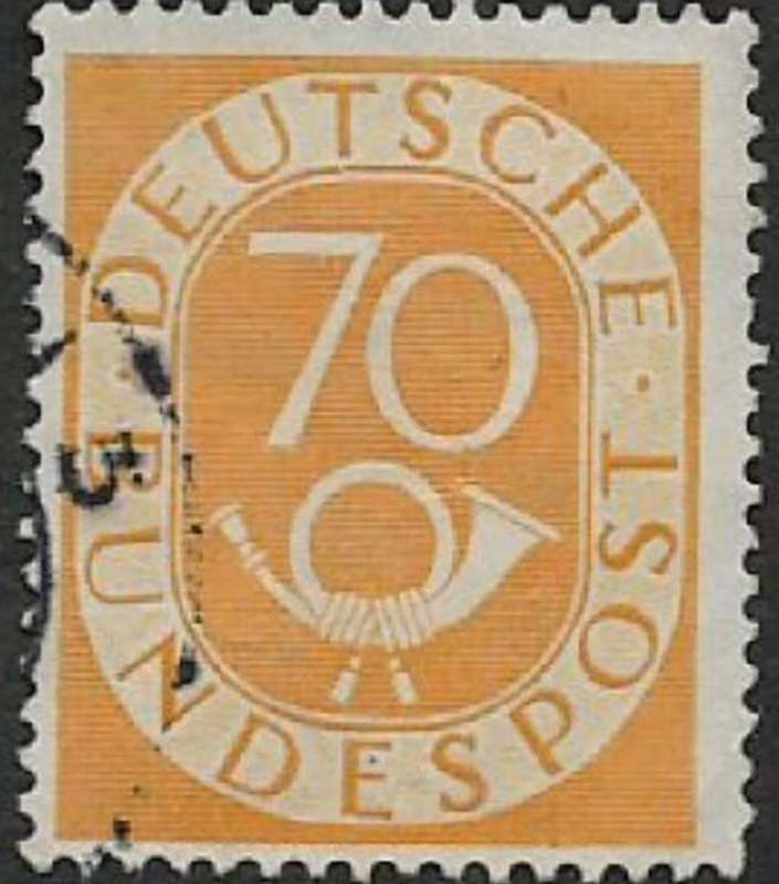 Germany, 1952, posthorn, 70pf, used