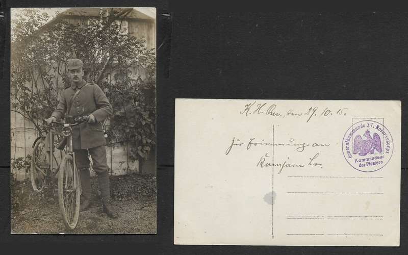 Germany, Generalkommando XV, Reservekorps / Kommandeur der Pioniere, uniformed soldier + bicycle, ph