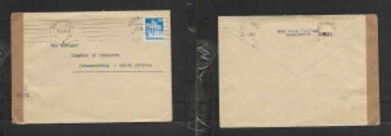 Germany, 30pf , cover HAMBURG 3.1.50> Johannesburg, S.Africa, British Censorship`Crown 4596`, plain