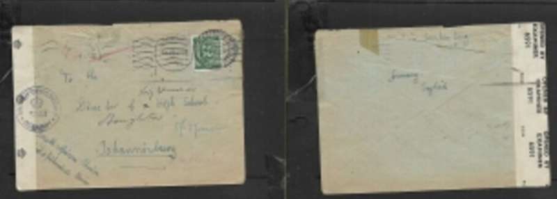 Germany, 50pf , cover FLENSBURG 30.XII 47> JOHANNESBURG 3.II.48, British Censorship Germany 5668, 6