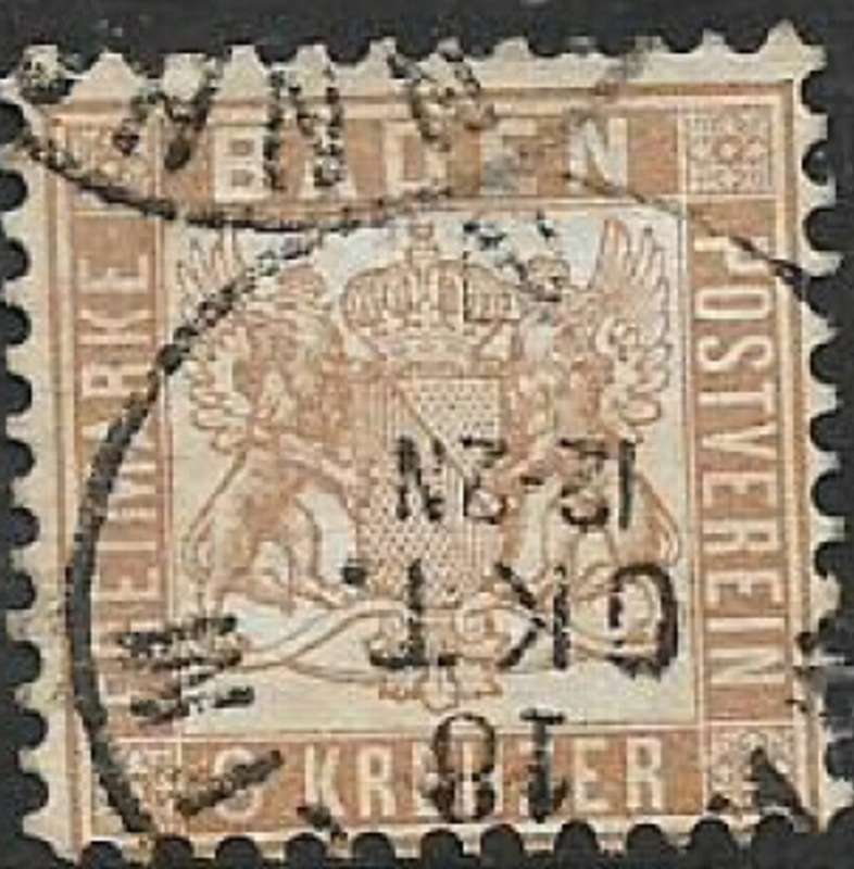 Germany, Baden, 1861, 9 Kr, dull brown, used