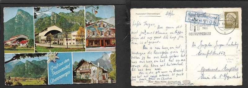 Germany, Konstanz am Bodensee Gandelhafen, used, 20 pf (176) TITISEE 4 19.8 51 > Belgium