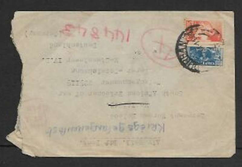 South Africa, WWII, 9d, DURBAN ...44 >PoW Camp in Germany