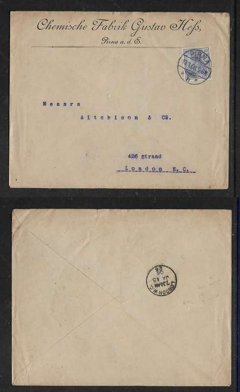 Germany 20pf Germania, 1906 cover PRINA > LONDON
