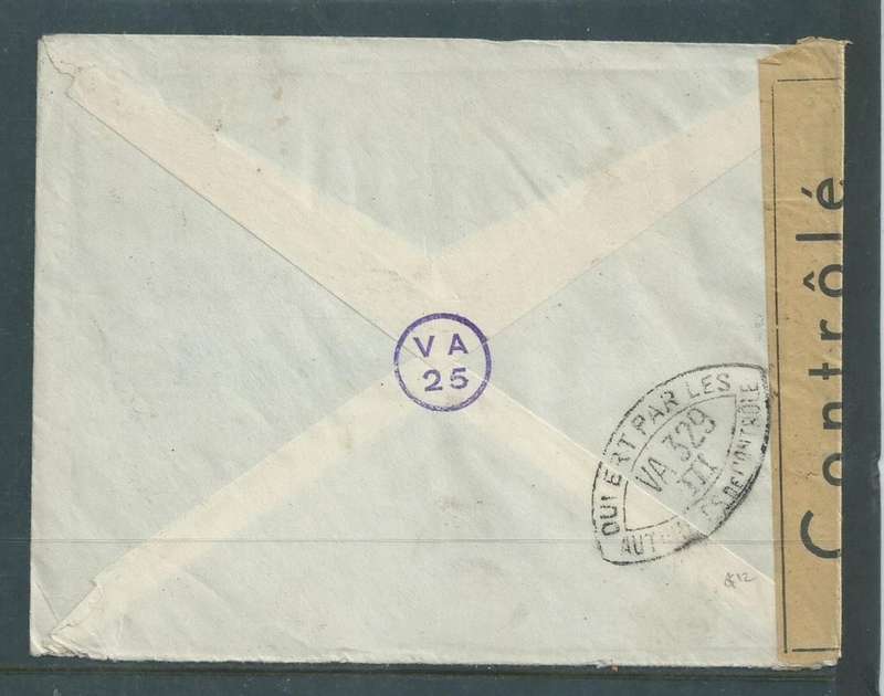 Tunis, cover,4F75, BIZERTE 17 IX 41 > Switzerland, CONTROLE label + censor VA 329 III cachet