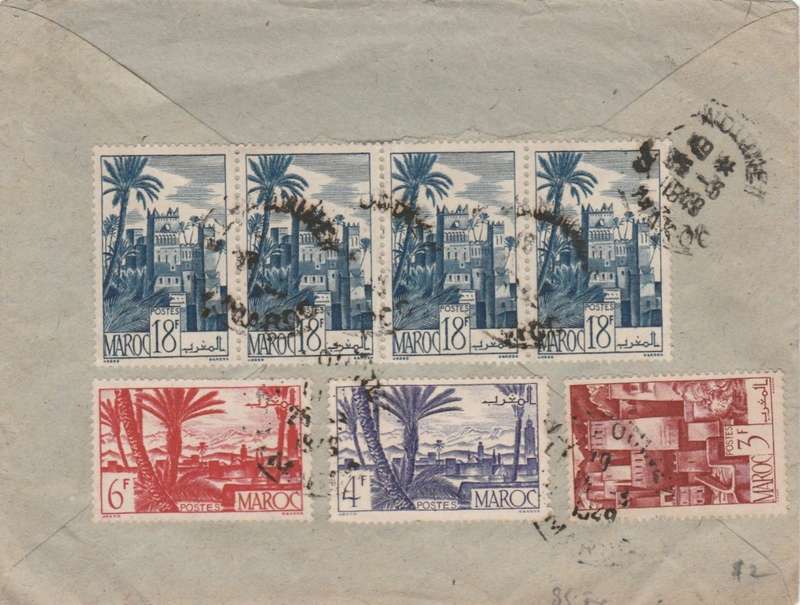 French Morocco, 1949 cover, 85 francs, air mail > South Africa