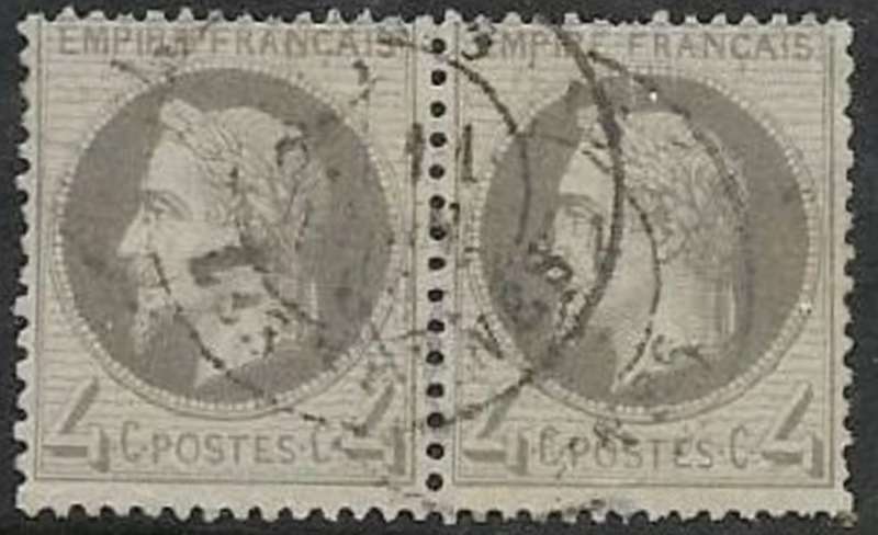 France, 1867, Napoleon III, 4 cents grey, pair, used