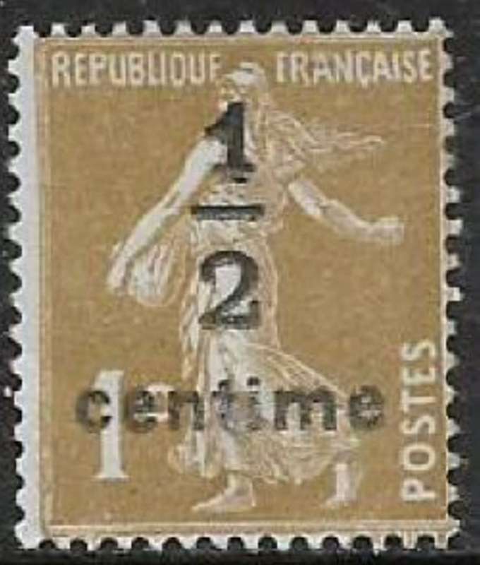 France, 1919, 1/2 centime surcharged on 1 c, MH *