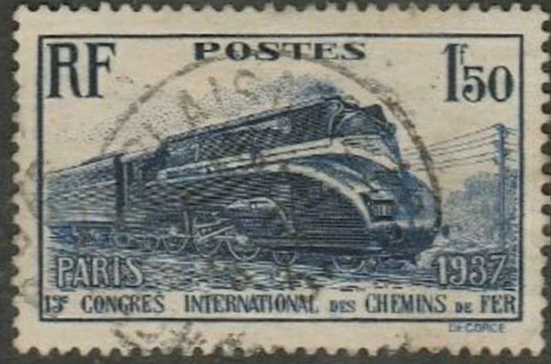 France, 1937, Railway Gongress, 1f50, used