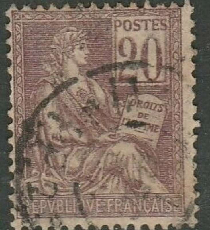 France 1900, Mouchon, 20c purple-brown, used
