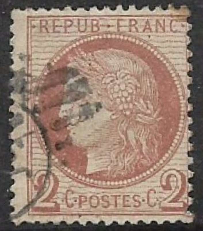 France, Ceres, 1872 -1873, 2 cents brown, used