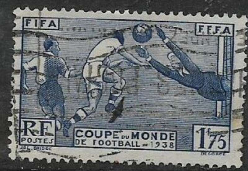 France, 1938, F.I.F.A World Cup, 1F75, blue, used