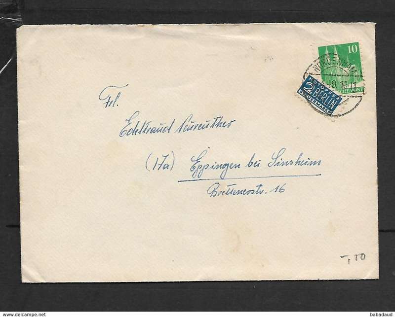 Germany,domestic cover 10pf (+ 2 Berlin) NORUEMHAM 11.4.49 c.d.s