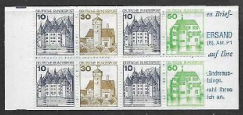 Germany 1977 complete booklet, pane `schloss & bergen`