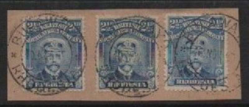Southern Rhodesia,1913, 2 1/2d deep blue (2), bright blue (1) , used BULAWAYO c.d.s. x 3