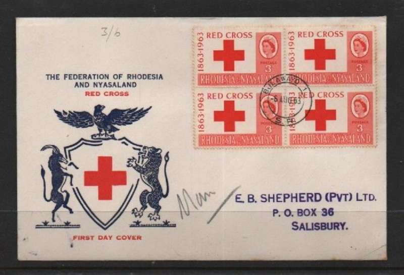 Rhodesia & Nyasaland 1963,Red Cross FDC, BULAWAYO 5 AUG 63 c.d.s.