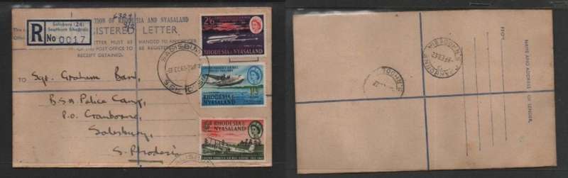 Rhodesia & Nyasaland 1968 30th anniv of London- Rhodesia airmail, 1st day SALISBURY c.d.s CRANBOURNE