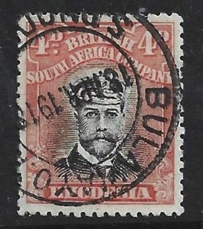 Rhodesia / B.S.A.Co. 1913 Admiral, 4d Die II, perf 14, fine used