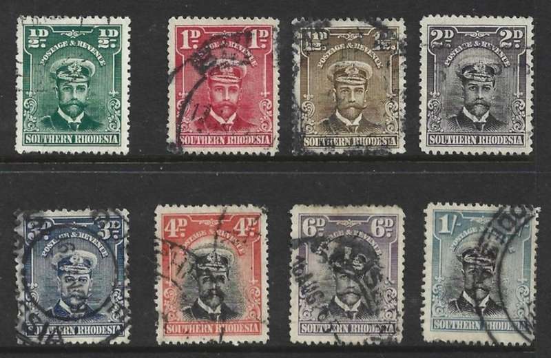 Southern Rhodesia, GVR, 1924, Admiral head, 1/2d - 6d, & 1/ used