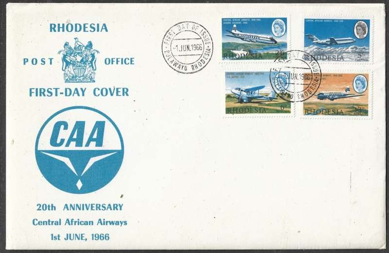 Rhodesia - 1966, 20th Anniversary Central African Airways, First Day Cover