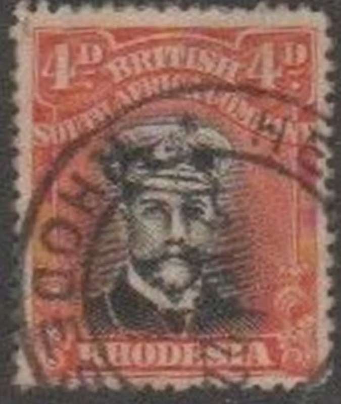 Southern Rhodesia / B.S.A.Co., 1913, Admiral,4d, black & orange-red Die III, perf 14
