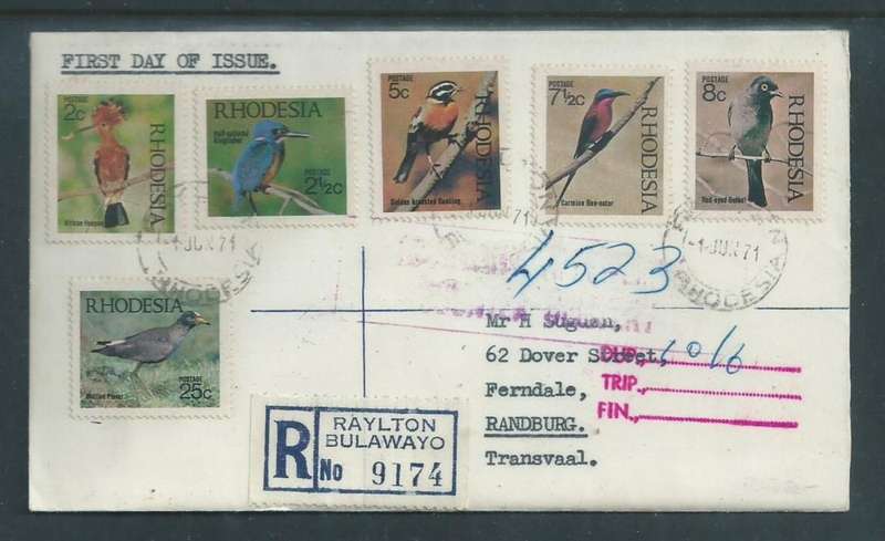 Rhodesia, Birds, First Day Cover, RAYLTON 1 JUN 71, c.d.s., Registered > RANDBURG