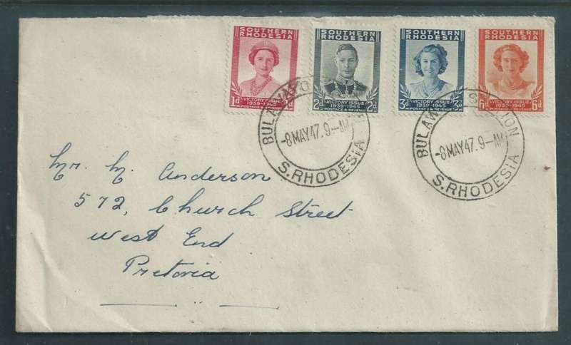 Rhodesia, Victory, First Day Cover, BULAWAYO Y 8 MAY 47, c.d.s.