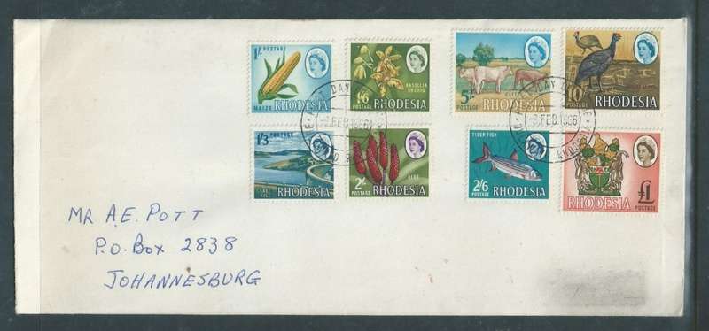 Rhodesia, New Definitive, 1/ - £1, First Day Cover, BULAWAYO 1 FEB 1966, c.d.s.