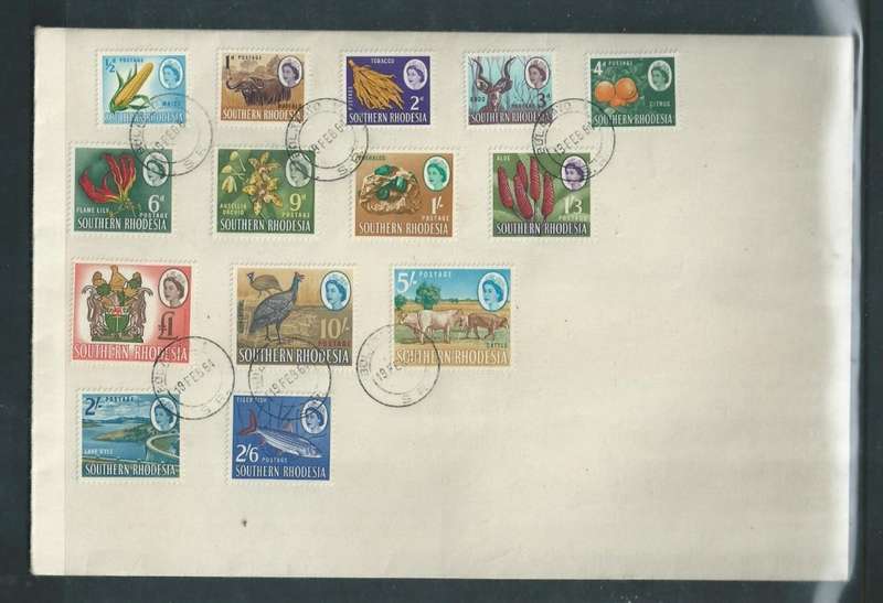 Rhodesia, 1964, new definitive set, 1/2d - £1, First Day Cover, SALISBURY S.R. 19 FEB 64 , c.d.s.
