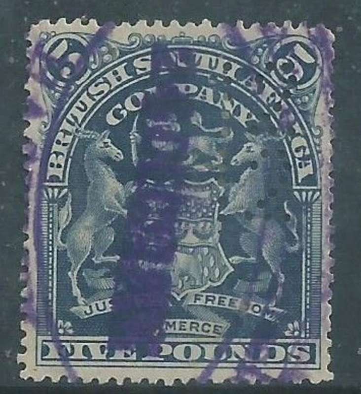 Southern Rhodesia / B.S.A.Co, VRI, 1898, Arms, 1898 £5, fiscally used