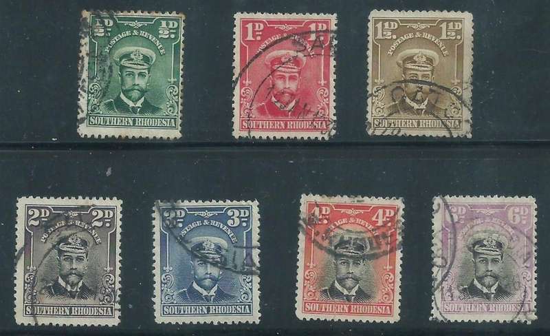Southern Rhodesia, GVR, 1924, Admiral head, 1/2d - 6d, used