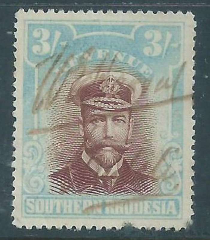 Southern Rhodesia, 1924 GVR, Admiral, 3/ Revenue, used