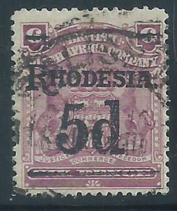 Southern Rhodesia, B.S.A.Co., 1909, value change, 5d on 6d, used