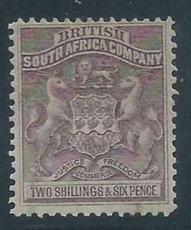 Southern Rhodesia,, B.S.A.Co., 1906, arms, 2/6 grey- purple, MH *